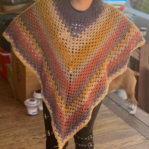 Multicolor Crochet Poncho